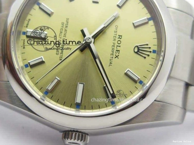 0120 Oyster Perpetual 34mm Ladies 114300 1:1 Best Edition Champagne Dial On SS Bracelet A FlexibleFit 3804